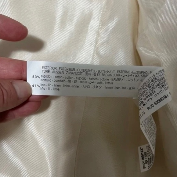 ZARA Cotton Linen Blazer Off White Cream - Size Small - Picture 5 of 6